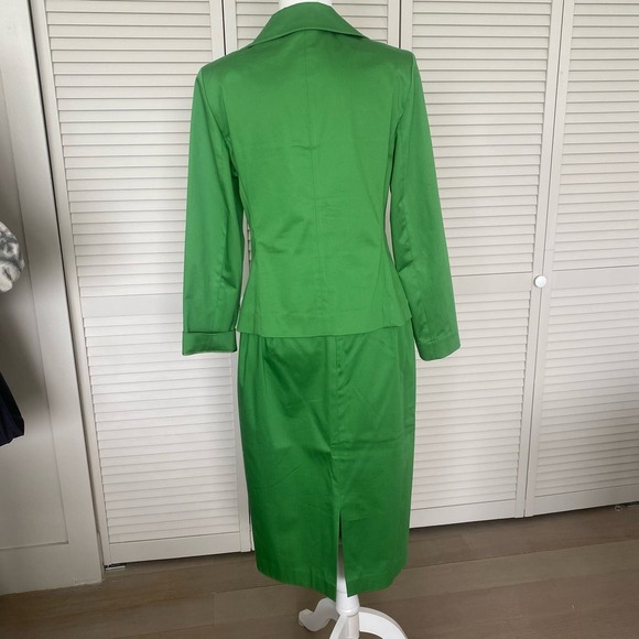 Lafayette 148 2 Piece Outfit Green Jacket and skirt- Sz 8 - Picture 3 of 10